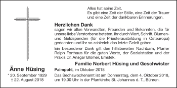 Anzeige von Änne Hüsing von OM-Medien