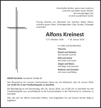 Anzeige von Alfons Kreinest von OM-Medien