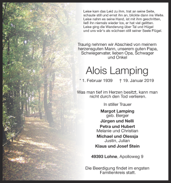 Anzeige von Alois Lamping von OM-Medien