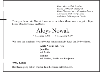 Anzeige von Aloys Nowak von OM-Medien