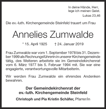 Anzeige von Annelies Zumwalde von OM-Medien