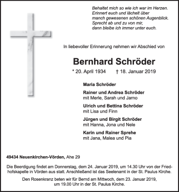 Anzeige von Bernhard Schröder von OM-Medien