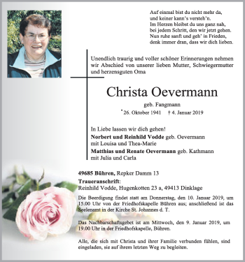 Anzeige von Christa Oevermann von OM-Medien