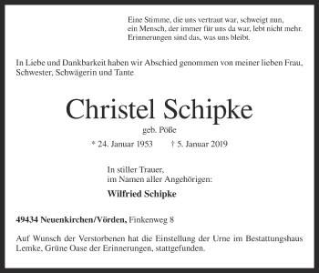 Anzeige von Christel Schipke von OM-Medien