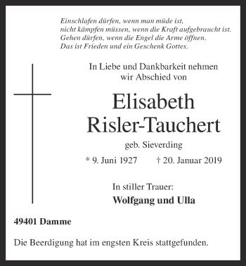 Anzeige von Elisabeth Risler-Tauchert von OM-Medien
