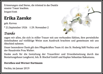 Anzeige von Erika Zaeske von OM-Medien