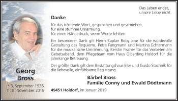 Anzeige von Georg Bross von OM-Medien