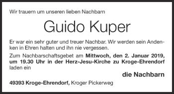 Anzeige von Guido Kuper von OM-Medien