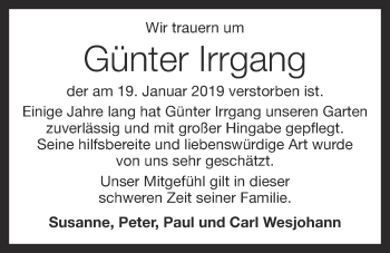 Anzeige von Günter Irrgang von OM-Medien