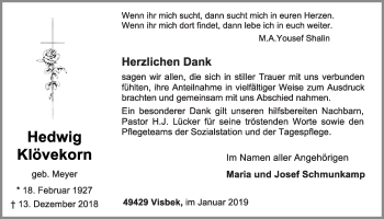Anzeige von Hedwig Klövekorn von OM-Medien