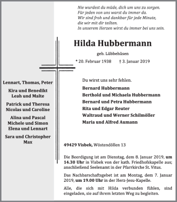Anzeige von Hilda Hubbermann von OM-Medien