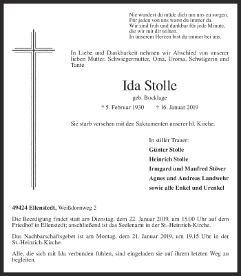 Anzeige von Ida Stolle von OM-Medien