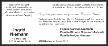 Anzeige von Ingrid Niemann von OM-Medien