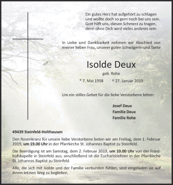 Anzeige von Isolde Deux von OM-Medien