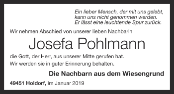 Anzeige von Josefa Pohlmann von OM-Medien