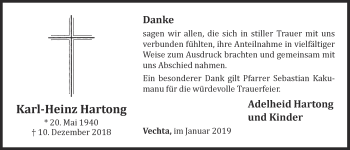 Anzeige von Karl-Heinz Hartong von OM-Medien