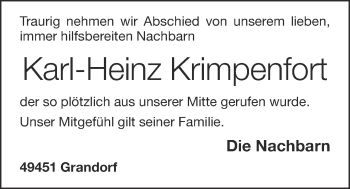Anzeige von Karl-Heinz Krimpenfort von OM-Medien