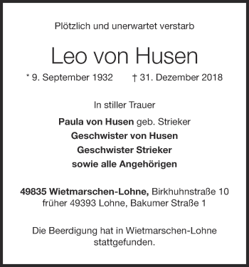 Anzeige von Leo von Husen von OM-Medien