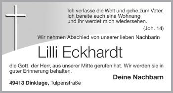Anzeige von Lilli Eckhardt von OM-Medien