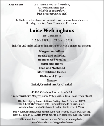 Anzeige von Luise Wefringhaus von OM-Medien