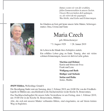 Anzeige von Maria Czech von OM-Medien