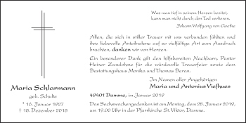 Anzeige von Maria Schlarmann von OM-Medien