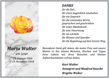 Anzeige von Maria Walter von OM-Medien