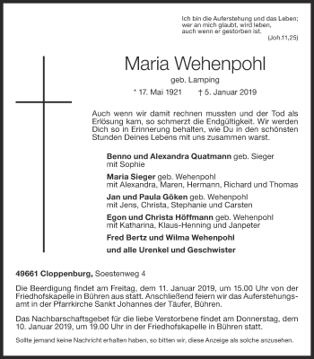 Anzeige von Maria Wehenpohl von OM-Medien