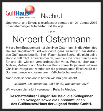 Anzeige von Norbert Ostermann von OM-Medien