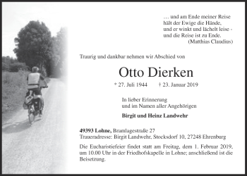Anzeige von Otto Dierken von OM-Medien