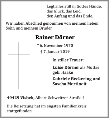 Anzeige von Rainer Dörner von OM-Medien