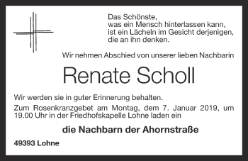 Anzeige von Renate Scholl von OM-Medien