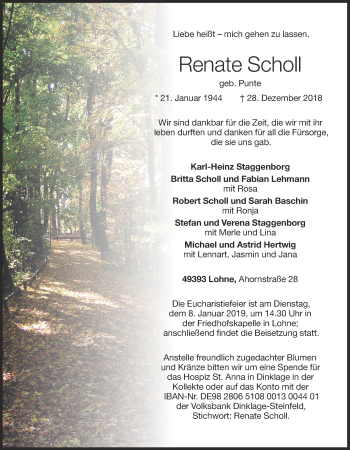 Anzeige von Renate Scholl von OM-Medien