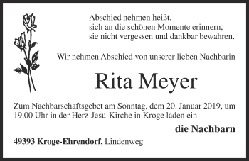 Anzeige von Rita Meyer von OM-Medien