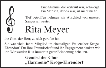 Anzeige von Rita Meyer von OM-Medien