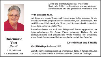 Anzeige von Rosemarie Voet von OM-Medien