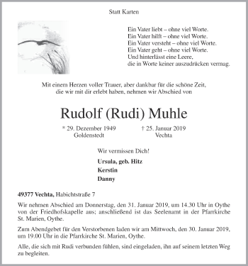 Anzeige von Rudolf Muhle von OM-Medien