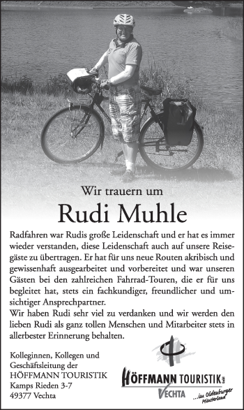 Anzeige von Rudolf Muhle von OM-Medien
