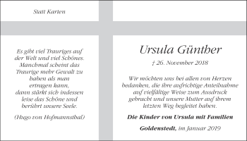 Anzeige von Ursula Günther von OM-Medien