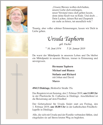 Anzeige von Ursula Taphorn von OM-Medien