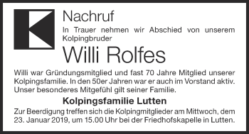Anzeige von Willi Rolfes von OM-Medien