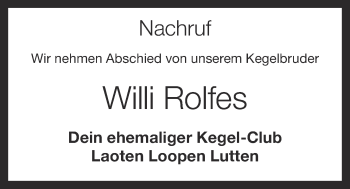 Anzeige von Willi Rolfes von OM-Medien