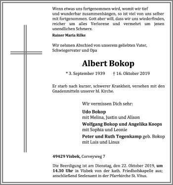 Anzeige von Albert Bokop von OM-Medien