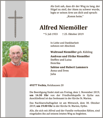 Anzeige von Alfred Niemöller von OM-Medien