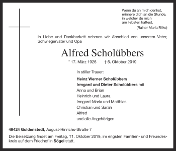 Anzeige von Alfred Scholübbers von OM-Medien