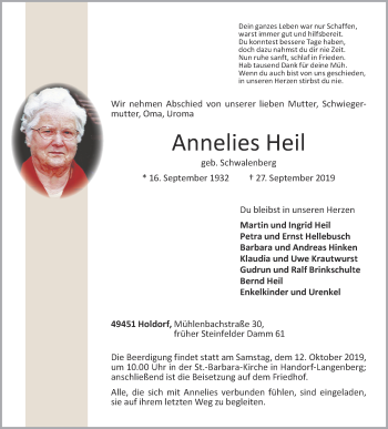 Anzeige von Annelies Heil von OM-Medien