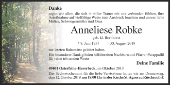 Anzeige von Anneliese Robke von OM-Medien
