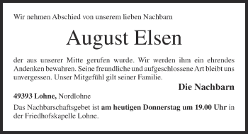 Anzeige von August Elsen von OM-Medien