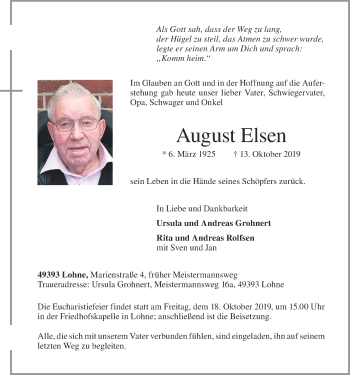 Anzeige von August Elsen von OM-Medien