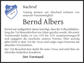 Anzeige von Bernd  Albers von OM-Medien